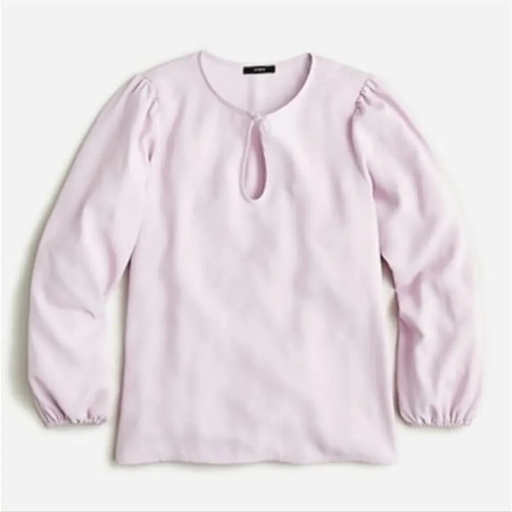 J. Crew Lavender Puff Sleeve Satin Back Crepe Blouse Top Tall Medium NWT